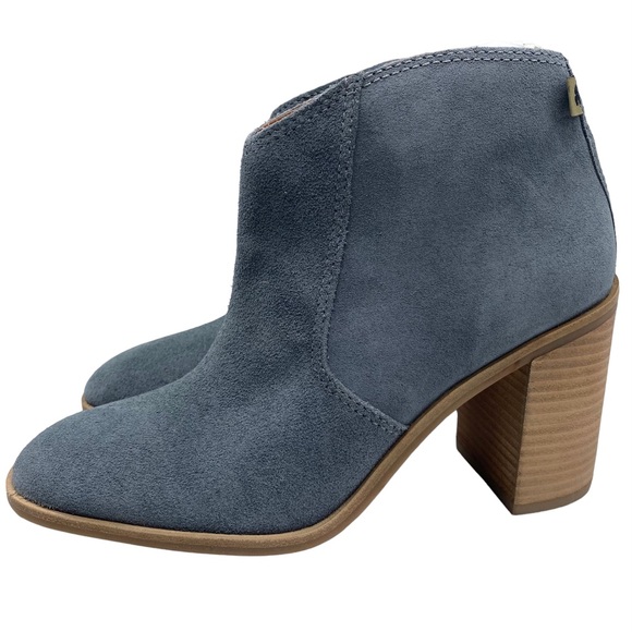Lucky Brand Boots Pellyon Blue Suede Leather Block Heel Ankle Spring Casual NEW - Picture 12 of 12